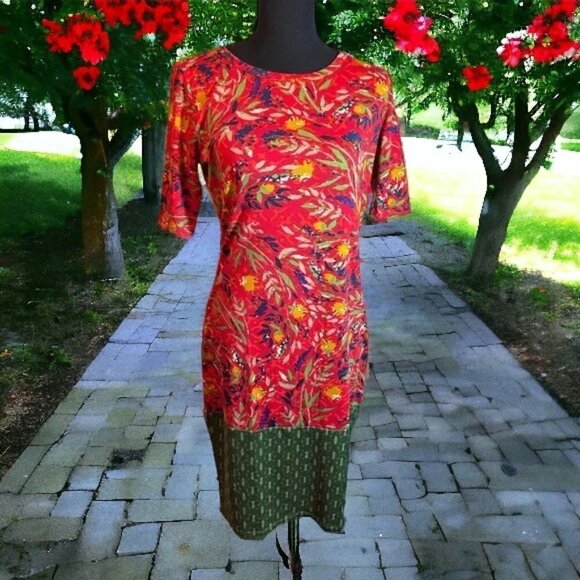 NWT LulaRoe Red Floral Women’s Julia Dress Size Small - Picture 2 of 14